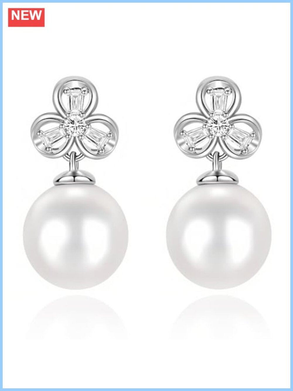Lucky Clover S925 Sterling Silver Freshwater Pearl Earrings